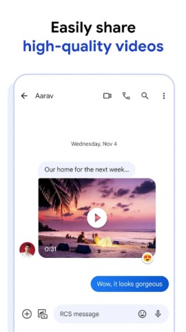 Google Messages app: High-Quality Videos