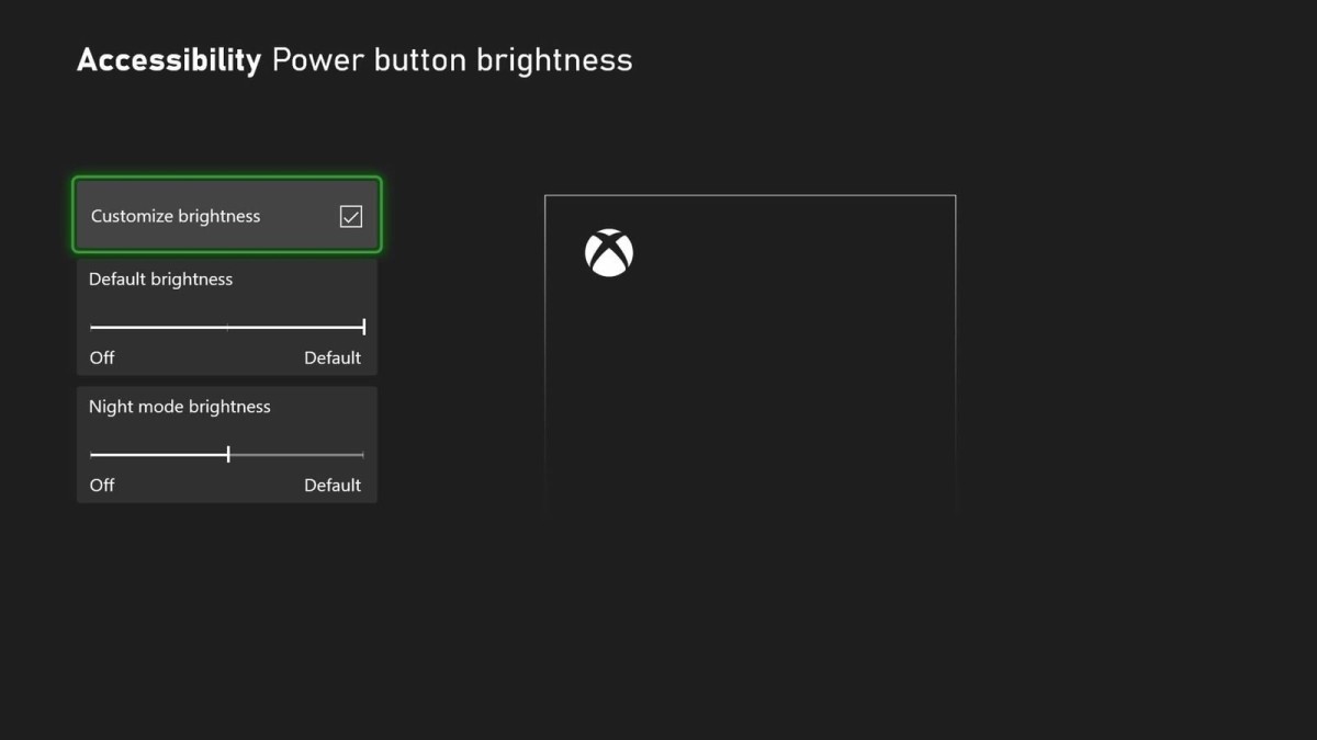 Xbox Series X night mode led power button brightness