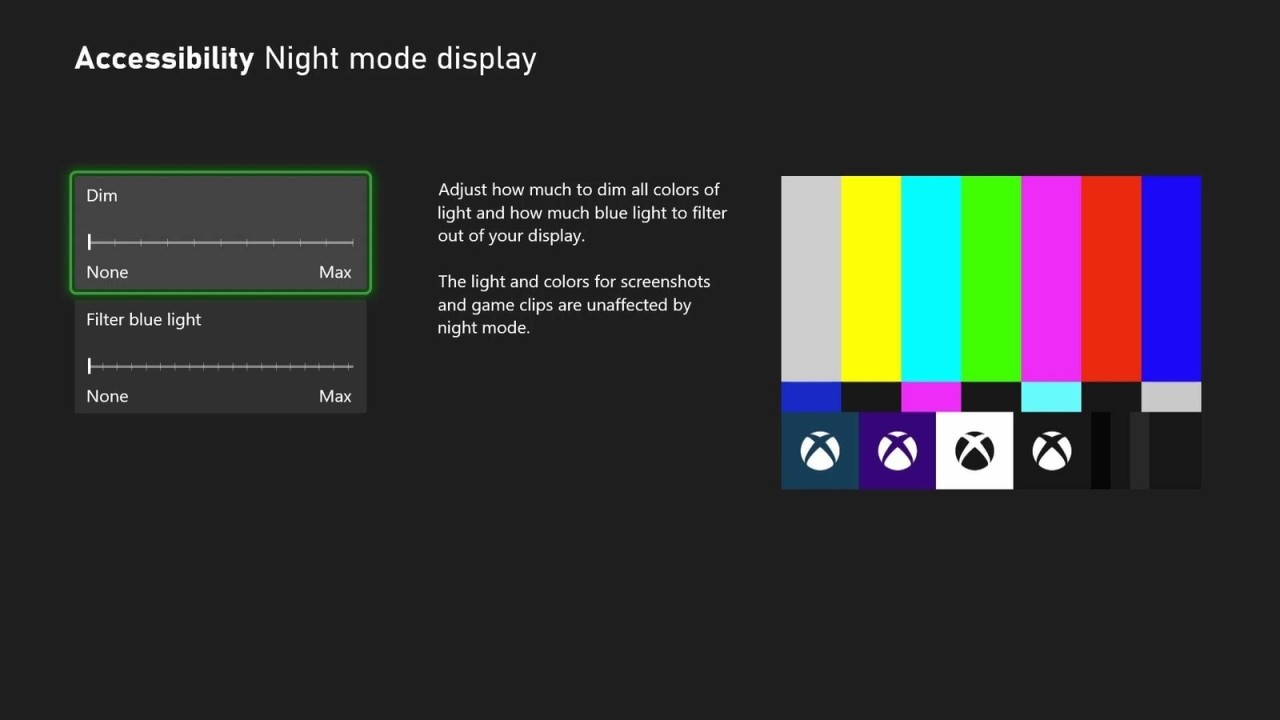 Xbox Series X night mode off