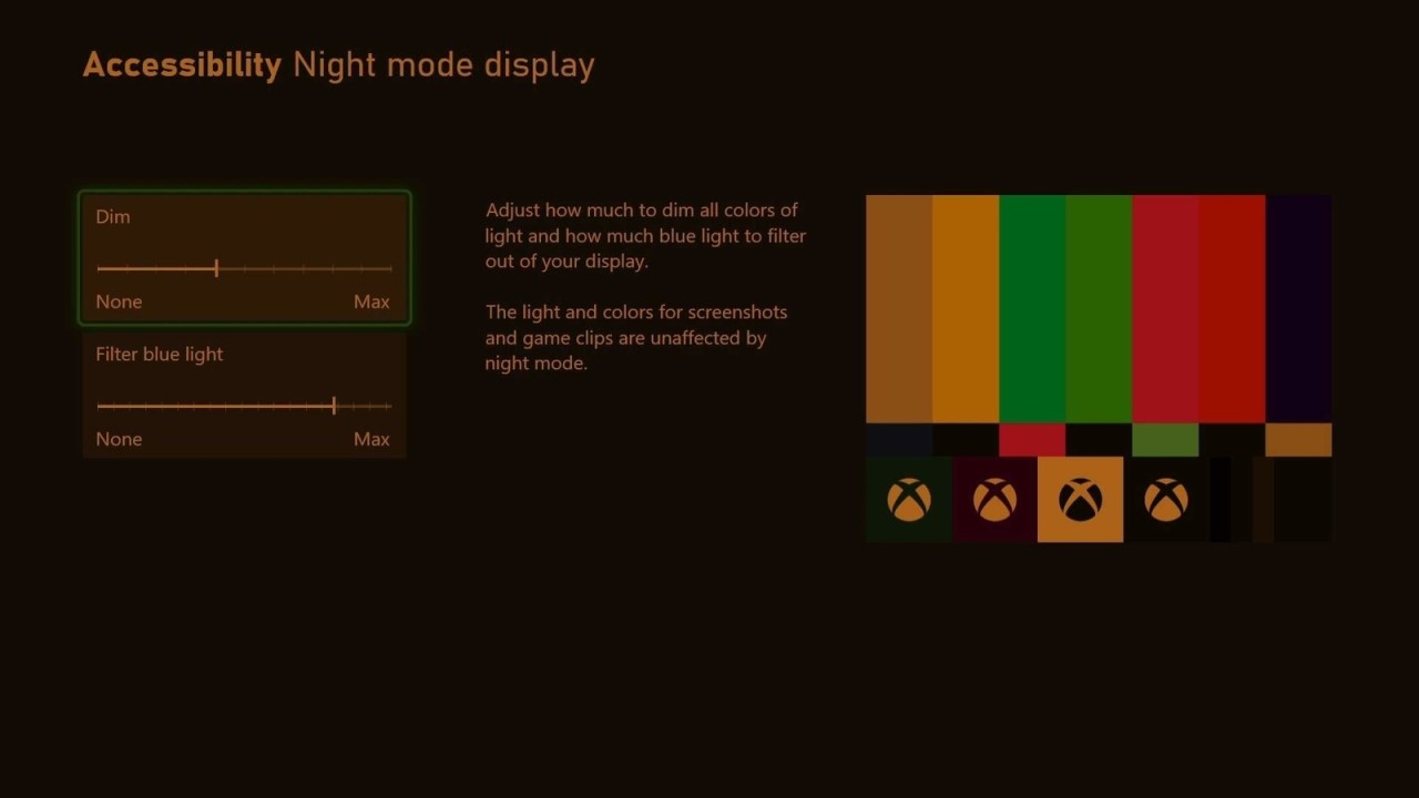 Xbox Series X night mode on